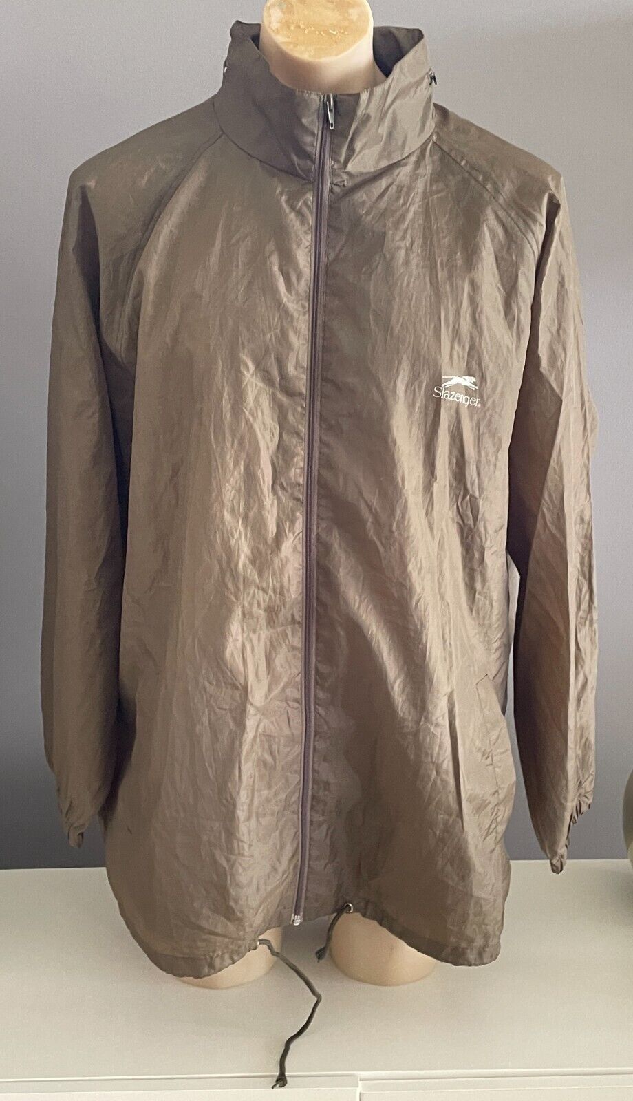 Mens SLAZENGER Jacket Khaki Soft Shell Lightweight Wind Cheater XXL 110cm NEW
