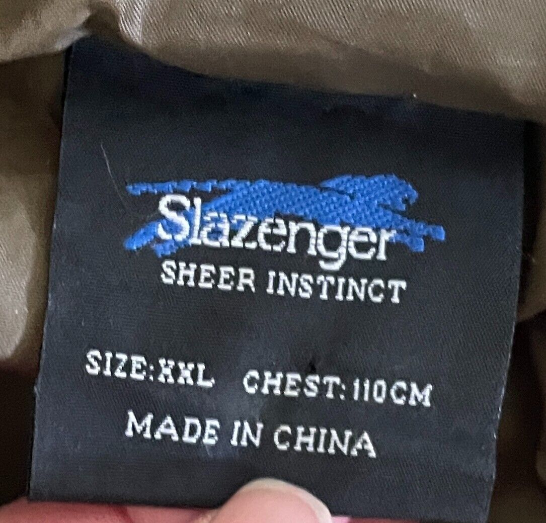 Mens SLAZENGER Jacket Khaki Soft Shell Lightweight Wind Cheater XXL 110cm NEW