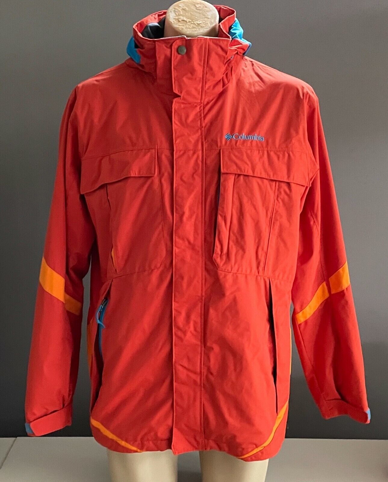 COLUMBIA "Bugaboo" Ski Jacket Snowboard Hike Orange Blue Interchange Mens Size L