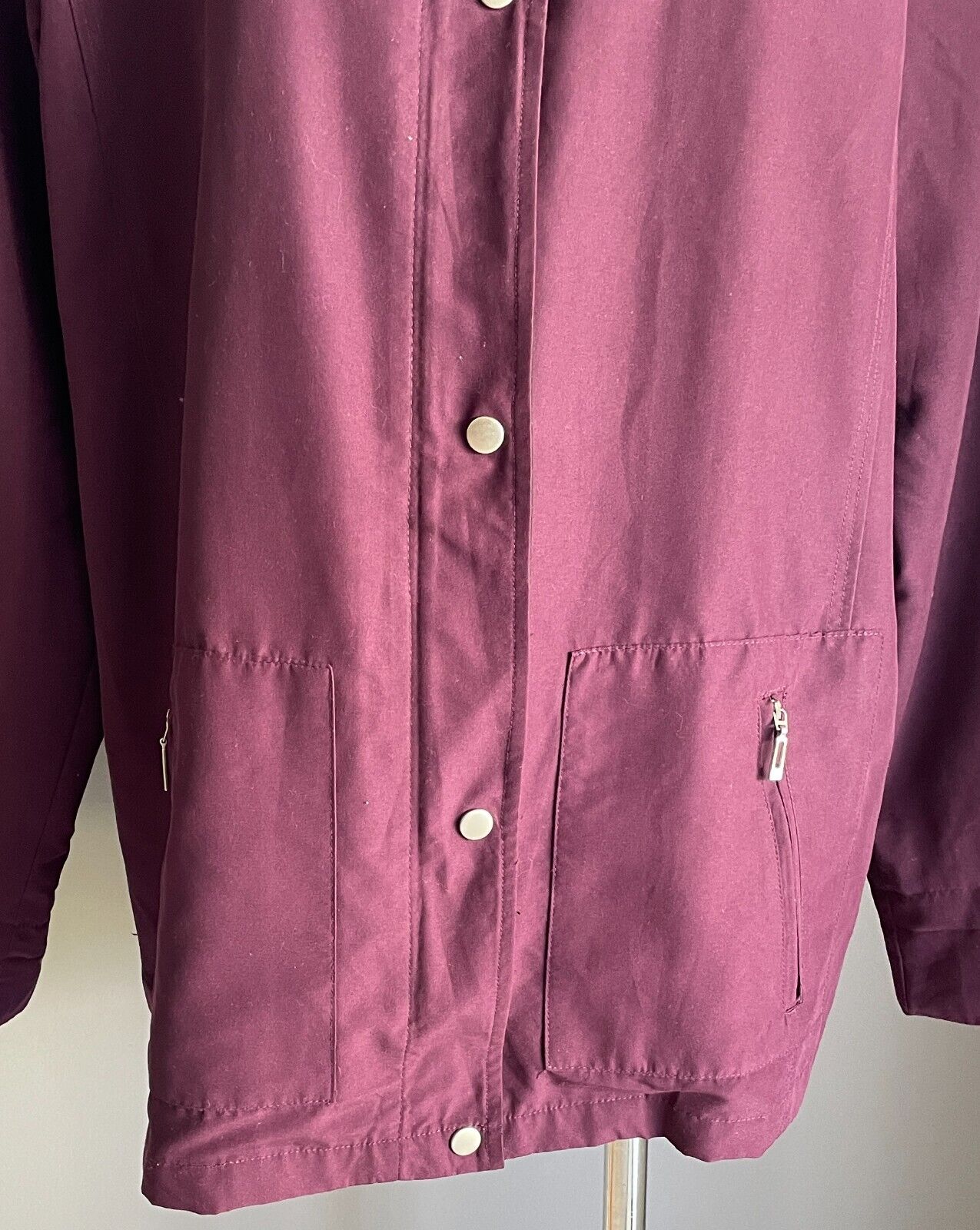 VIRGO RAINWEAR Aubergine Water Repellant Jacket Long Sleeves Full Zip Coat S 14
