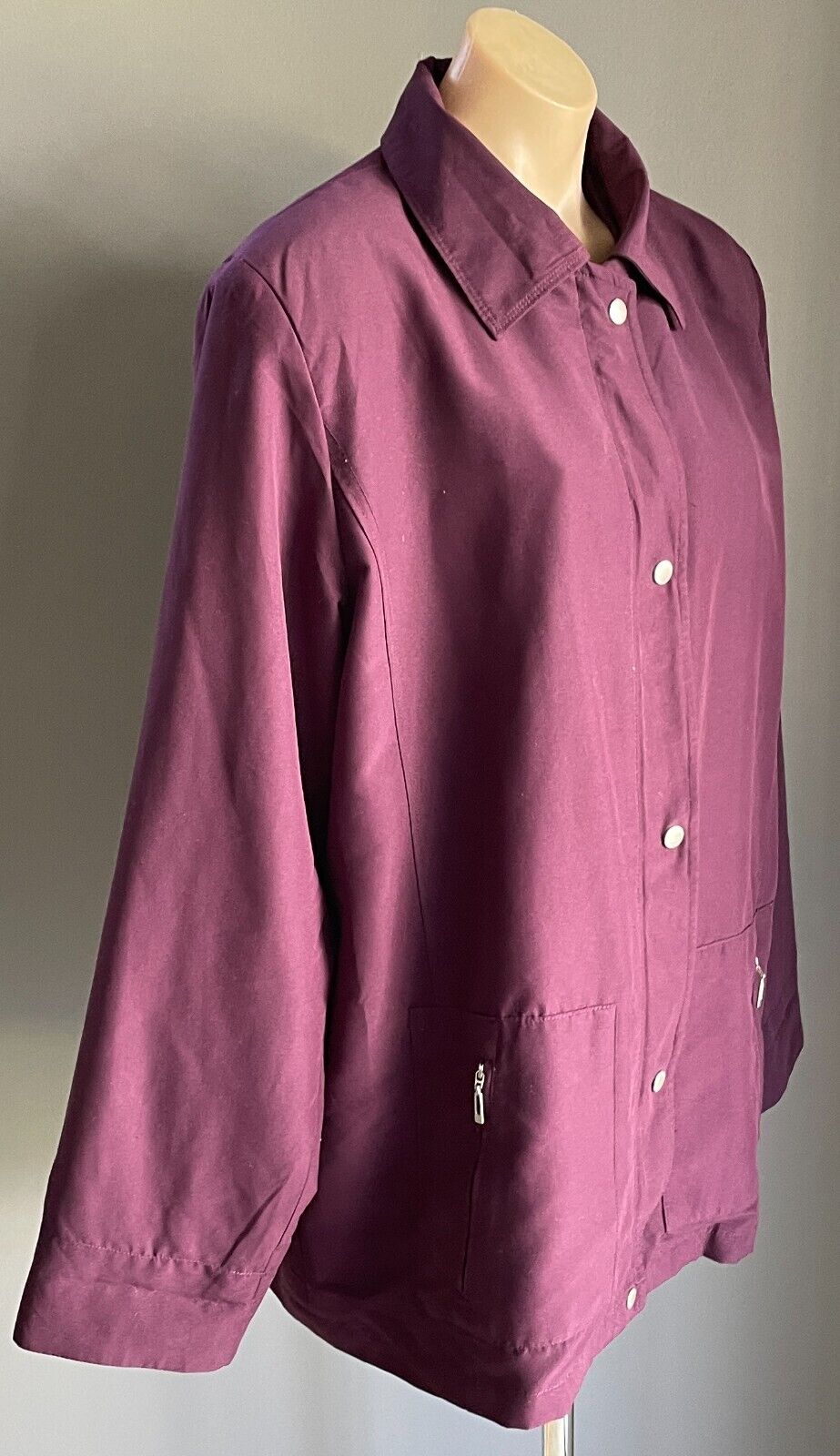 VIRGO RAINWEAR Aubergine Water Repellant Jacket Long Sleeves Full Zip Coat S 14