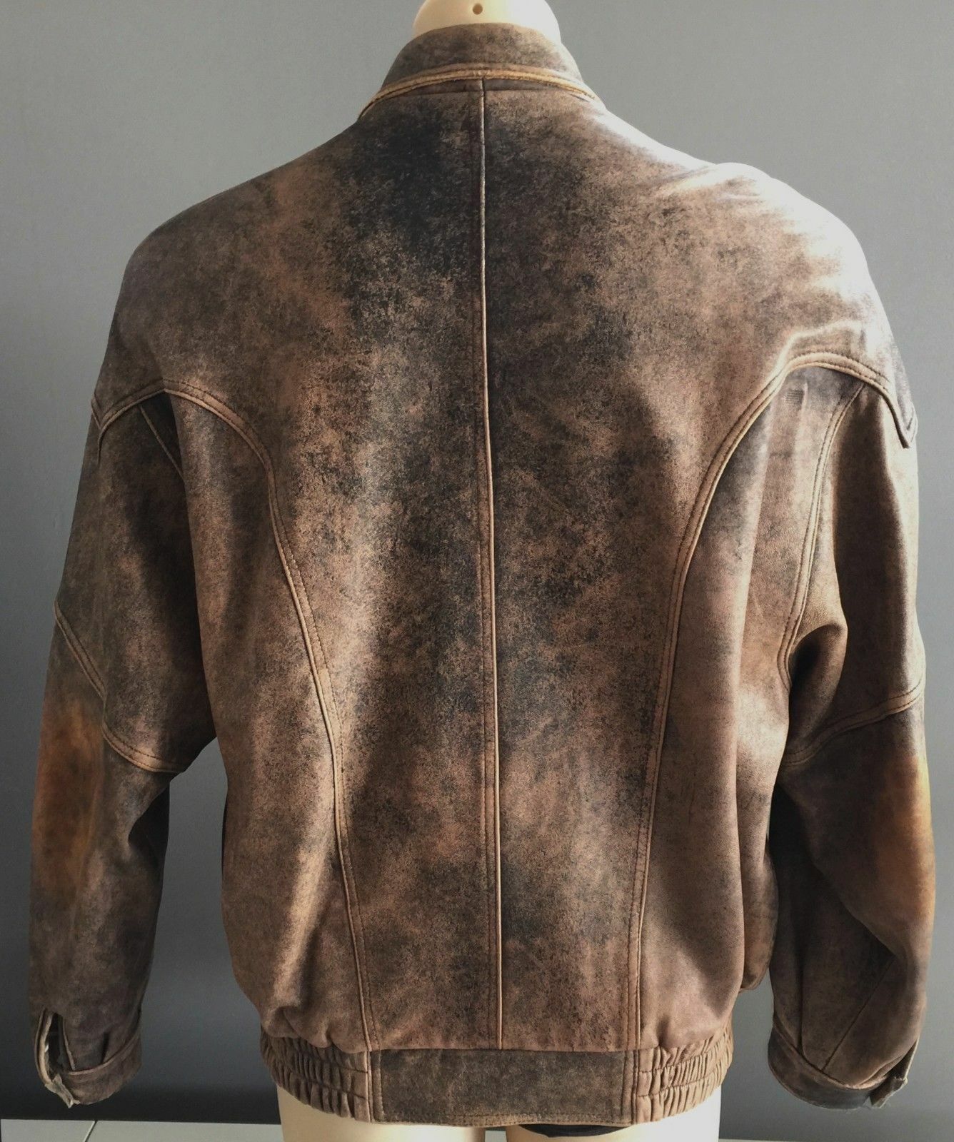 Leather Jacket DAKOTA BROS Vintage Mens 1970's Brown Sand Blasted Truckers Sz 46
