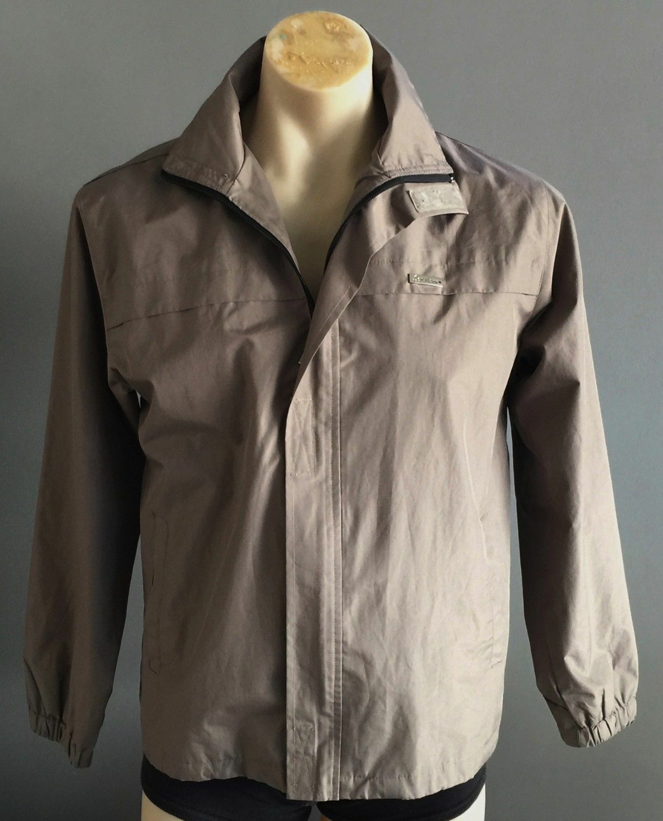 Mens ECKO UNLTD Khaki Full Zip Front Windbreaker Jacket Retro Windcheater Size L