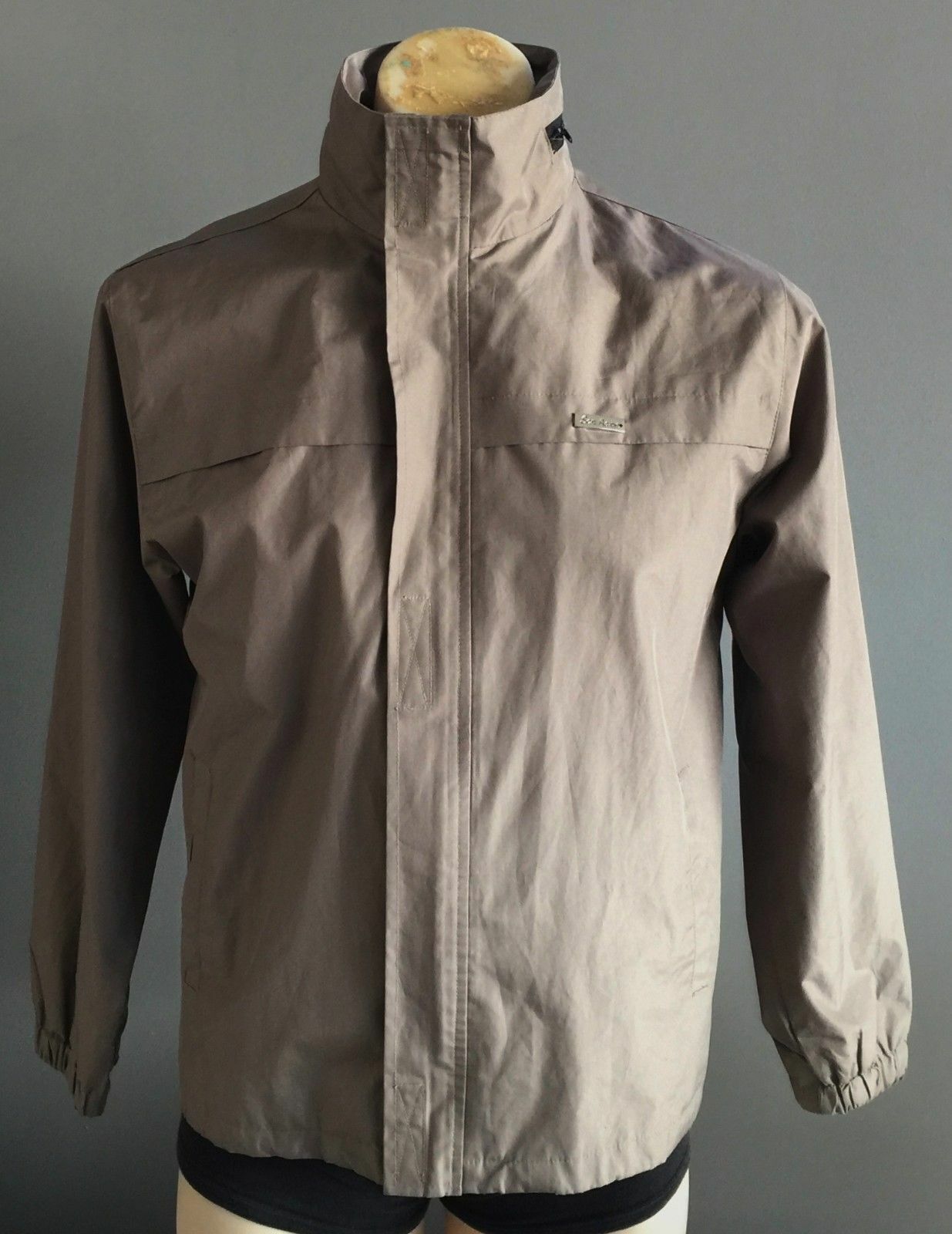 Mens ECKO UNLTD Khaki Full Zip Front Windbreaker Jacket Retro Windcheater Size L