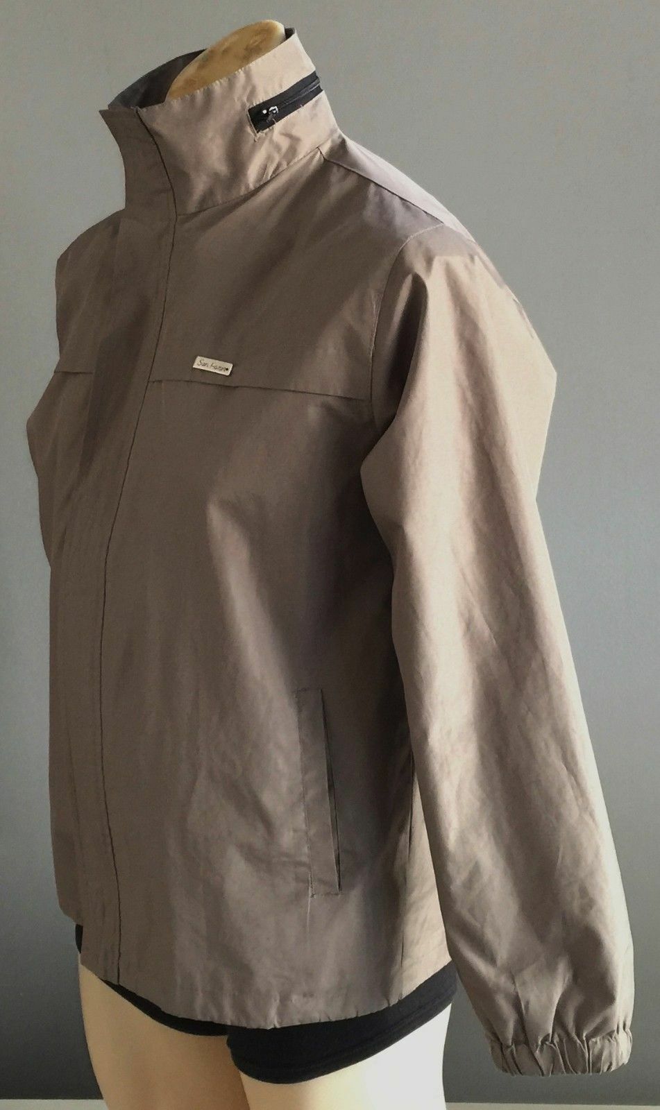 Mens ECKO UNLTD Khaki Full Zip Front Windbreaker Jacket Retro Windcheater Size L