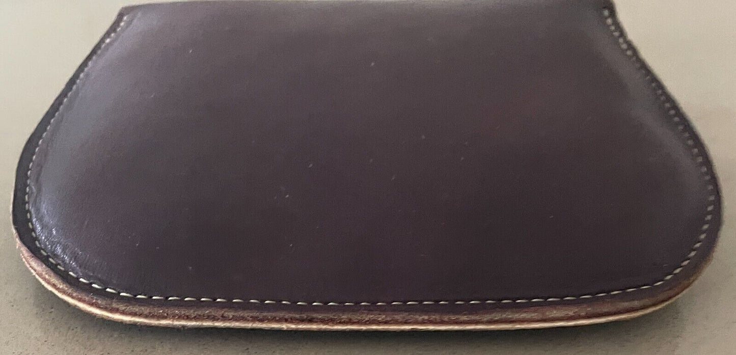New FAIRY STEPS Hand Crafted Brown Leather Purse Wallet Aqua Trim Small Size