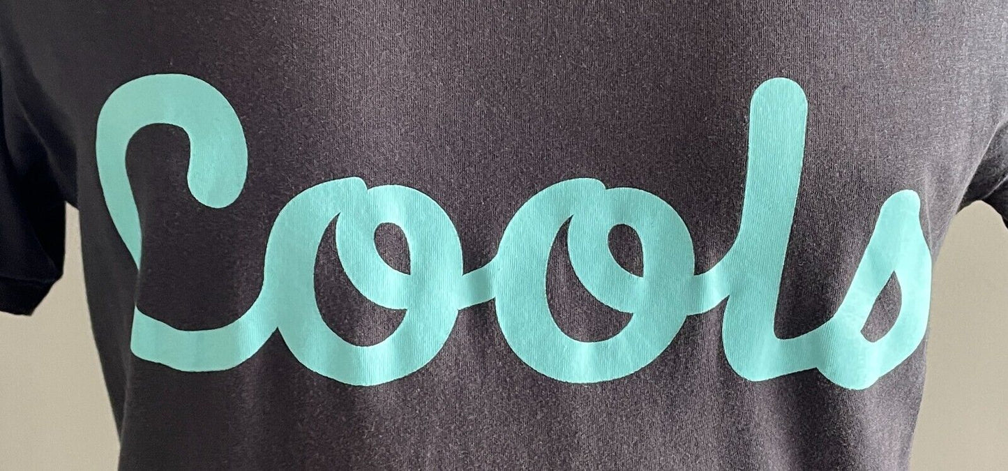 Mens BARNEY COOLS "Cursive Cools" T-Shirt Short Sleeve Navy Blue Tee Size L