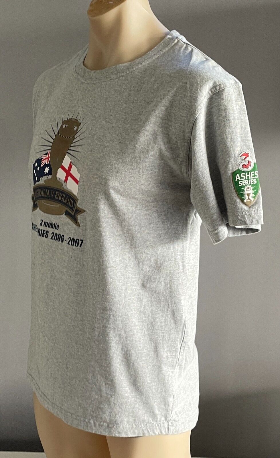 Mens CRICKET ASHES SERIES 2006 2007 T-Shirt Tee Australia V England Grey Sz XL