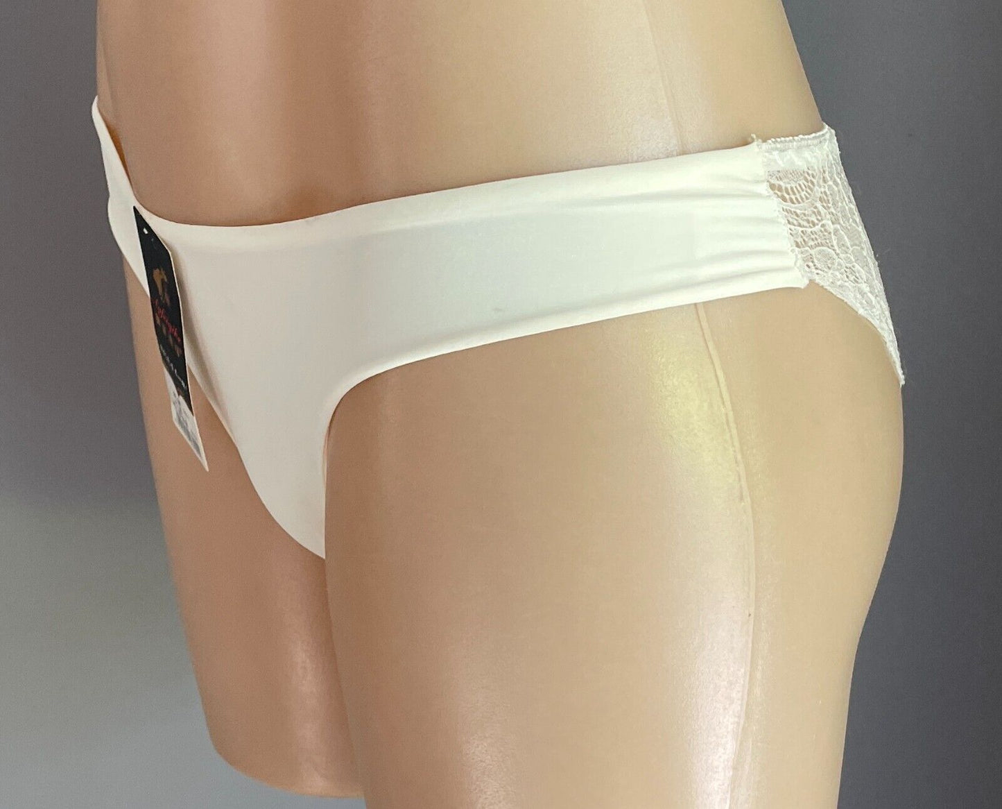OFICICO Panties Cream Plain Front Lace Back Underwear Ladies Size L 10 NWT