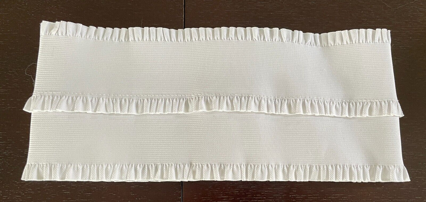 Ladies Belt Elastic 12.5cm White Waist Ruffle Trim Press Studs Cincher Size 10