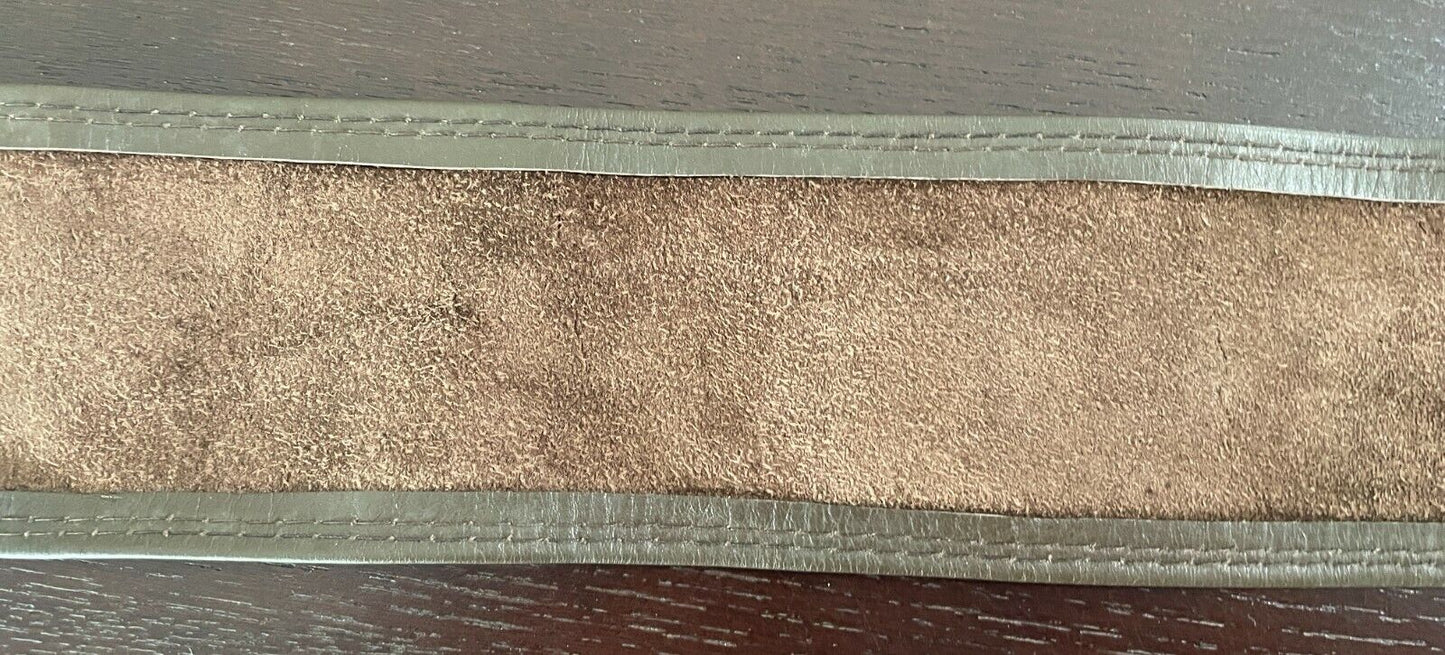 Ladies LEATHER Belt 6.5cm 1990's W Brown Sash Round Buckle Size 10 91cm