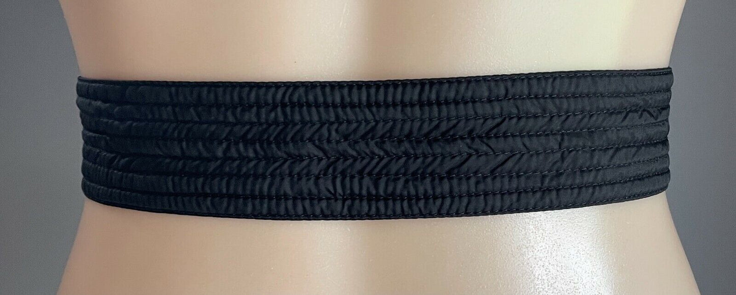 Ladies Belt Fabric 4.5cm Black Wide Tie 130cm Long Quilt Stitch NEW