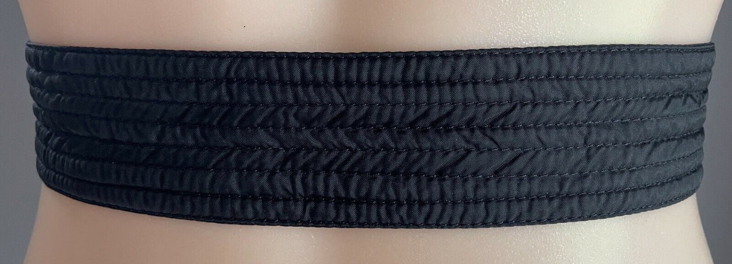 Ladies Belt Fabric 4.5cm Black Wide Tie 130cm Long Quilt Stitch NEW