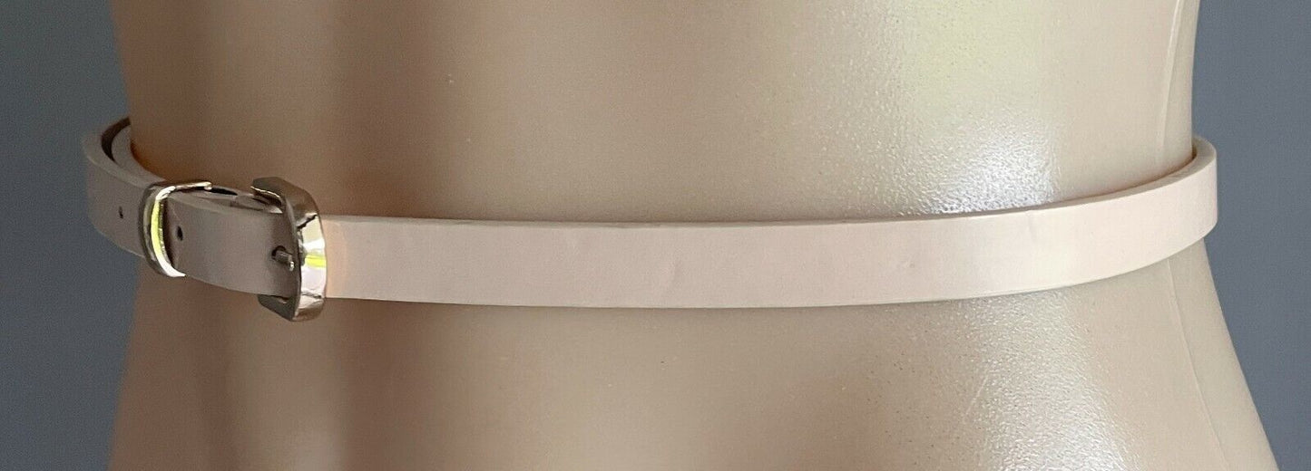 Ladies Belt TARGET Pleather Patent Blush PU Thin 1.5cm Wide Fit Waist 84 - 94cm