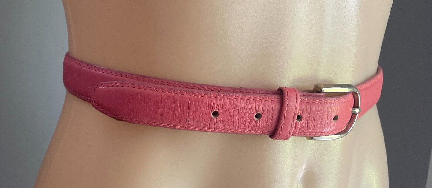 Ladies LEATHER Belt 2.2cm Salmon To Fit Waist 90 - 100cm