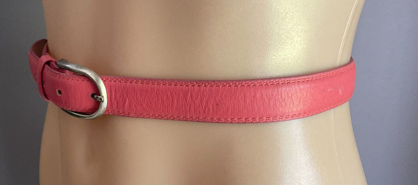 Ladies LEATHER Belt 2.2cm Salmon To Fit Waist 90 - 100cm