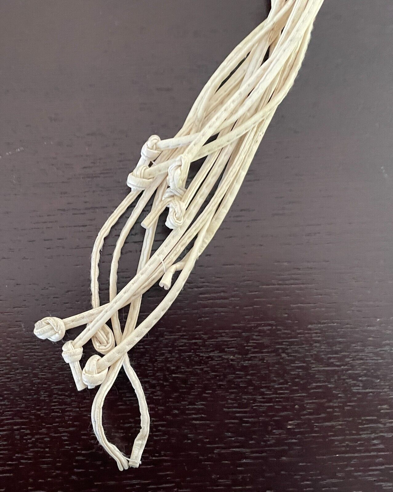 Ladies Belt Pleather Woven BOHO Off White Knot Tie Bead Trim Fit Size 8 - 14