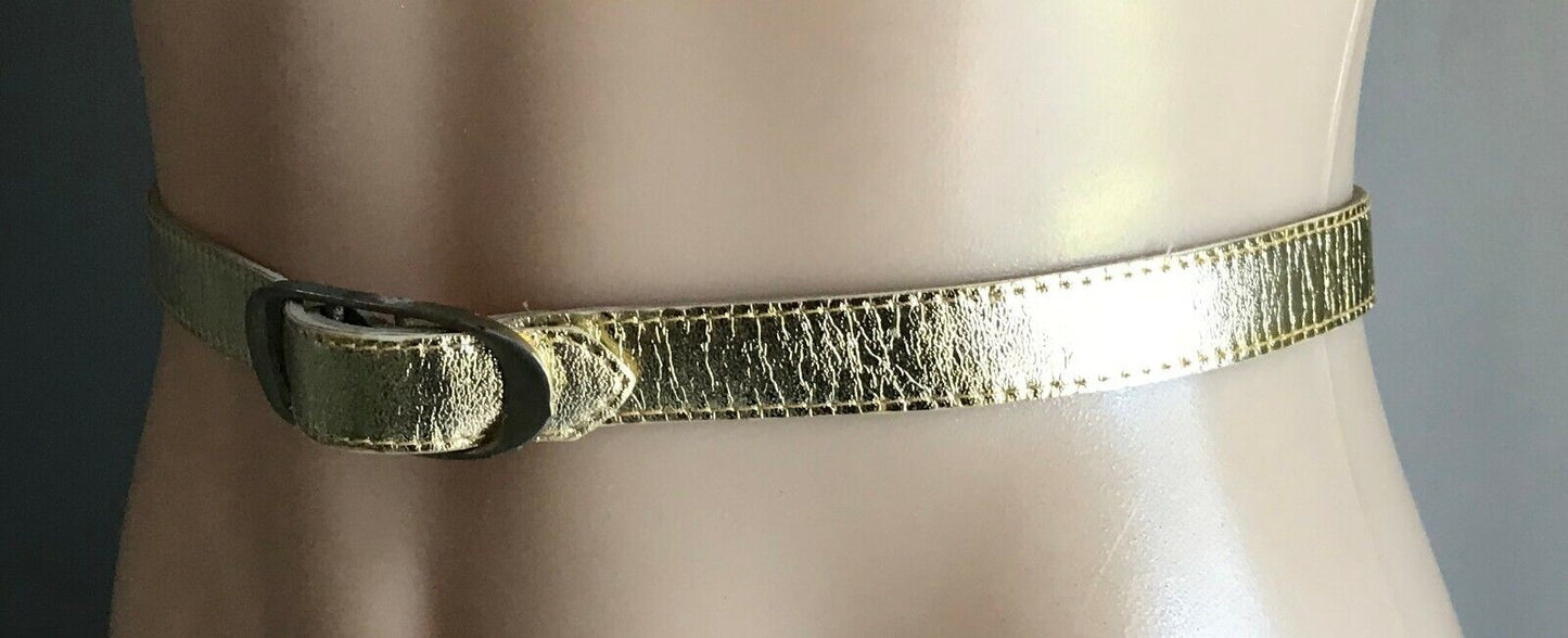 Ladies Gold Belt Pleather 2cm Gold Tone Buckle for size 6 8 Dress Skirt 77.5cm