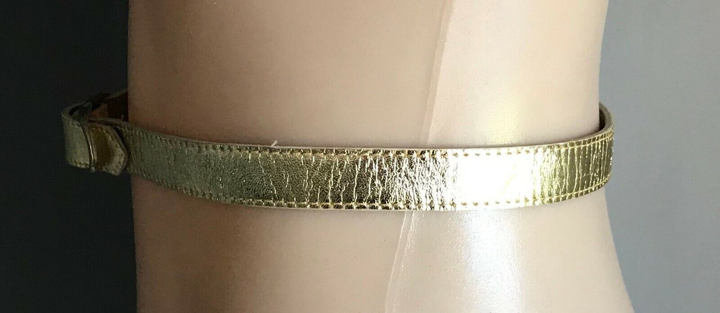 Ladies Gold Belt Pleather 2cm Gold Tone Buckle for size 6 8 Dress Skirt 77.5cm