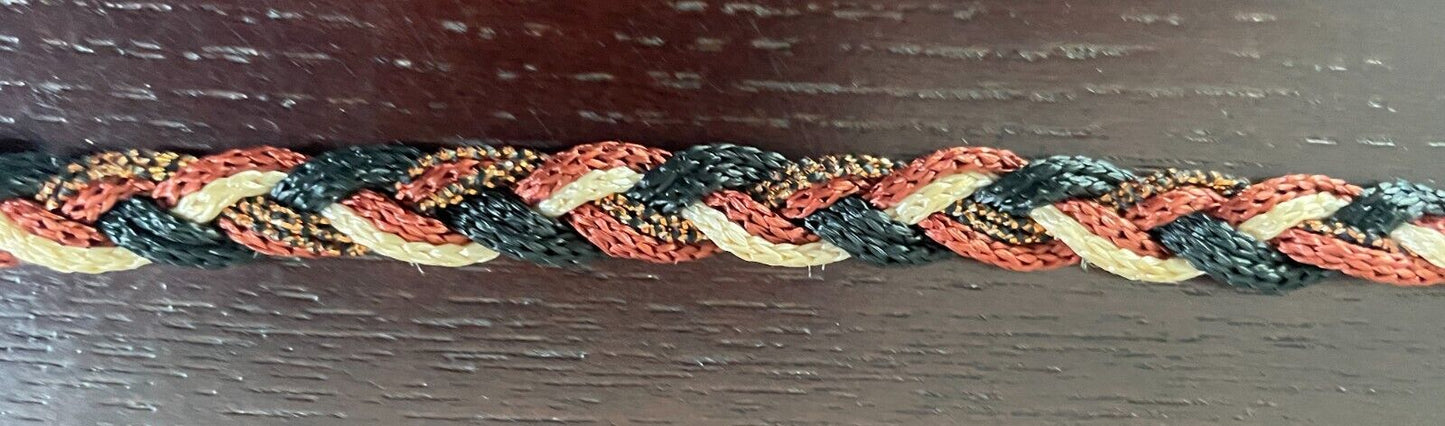 Ladies Belt Woven 1cm Black White Bronze Glitter Cord Plaited Shell Trim 135cm L