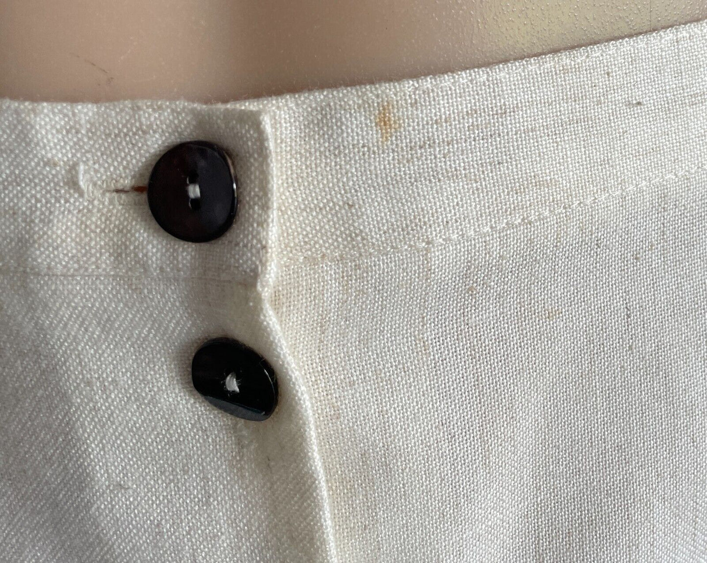 Vintage COLLECTION Cream Brown Fleck Button Front Straight Midi Skirt Size 18