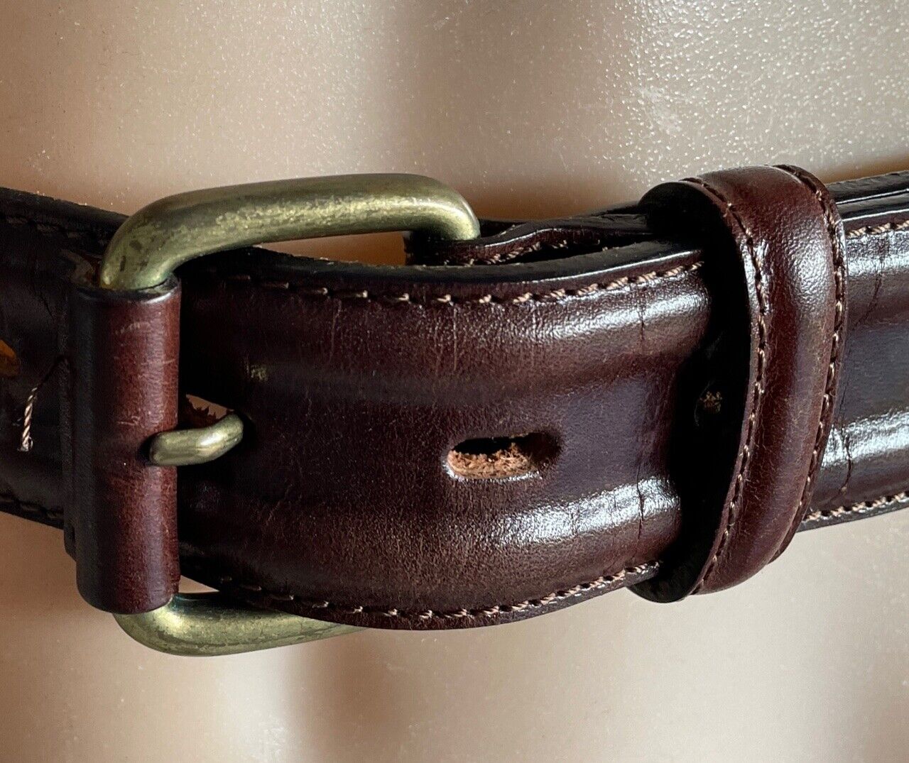 LEATHER Belt COUNTRY ROAD 4cm Brown Ladies Size S 10 L 86cm Brass Buckle 1 Pin