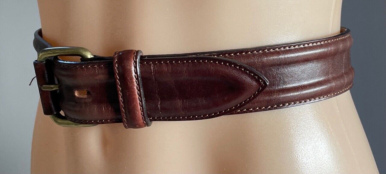 LEATHER Belt COUNTRY ROAD 4cm Brown Ladies Size S 10 L 86cm Brass Buckle 1 Pin
