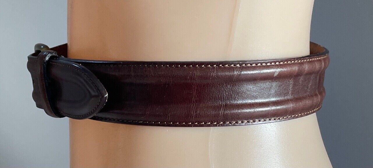 LEATHER Belt COUNTRY ROAD 4cm Brown Ladies Size S 10 L 86cm Brass Buckle 1 Pin