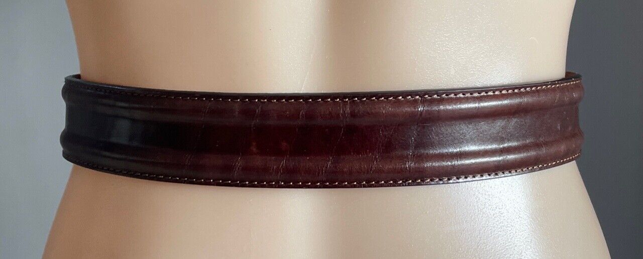 LEATHER Belt COUNTRY ROAD 4cm Brown Ladies Size S 10 L 86cm Brass Buckle 1 Pin