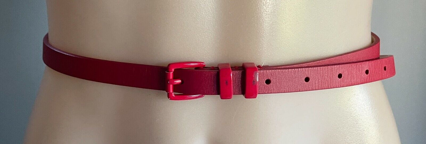 DAVID LAWRENCE LEATHER Belt 1.5cm Red To Fit Ladies Waist 82 97cm
