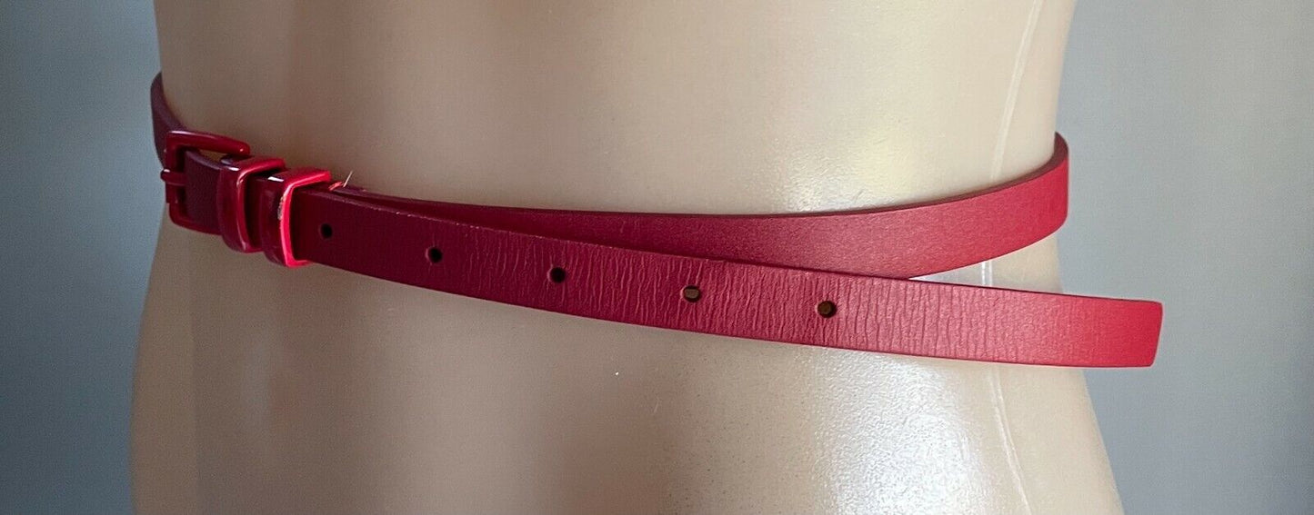 DAVID LAWRENCE LEATHER Belt 1.5cm Red To Fit Ladies Waist 82 97cm