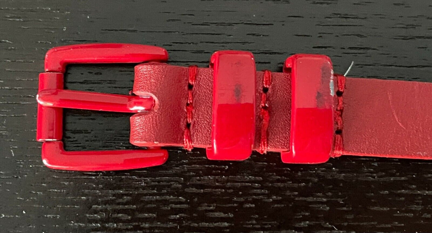 DAVID LAWRENCE LEATHER Belt 1.5cm Red To Fit Ladies Waist 82 97cm