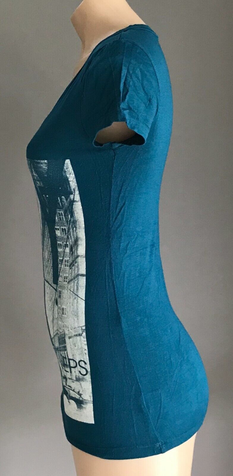 ZENANA OUTFITTERS T Shirt Teal Silver White Graphic Tee Top Size S 10 NEW