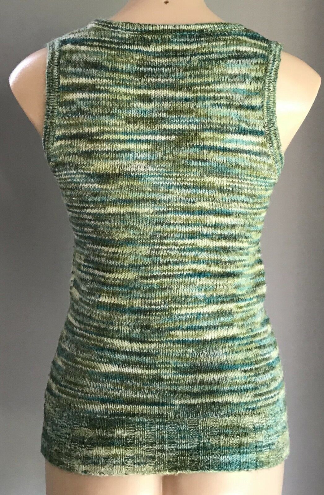 JUST JEANS Top Knit Vest Shades of Green Sleeveless Ladies Size S 10