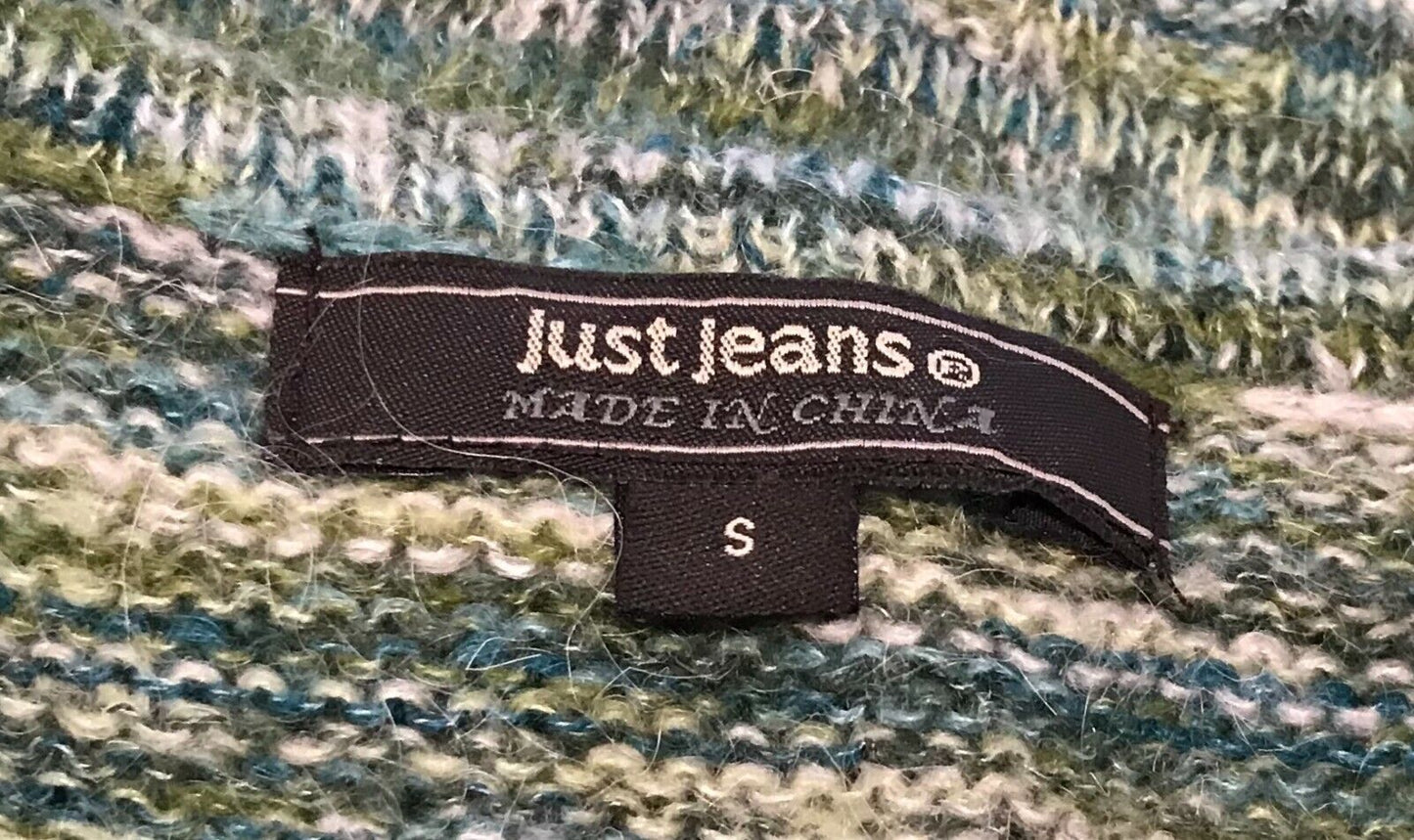 JUST JEANS Top Knit Vest Shades of Green Sleeveless Ladies Size S 10