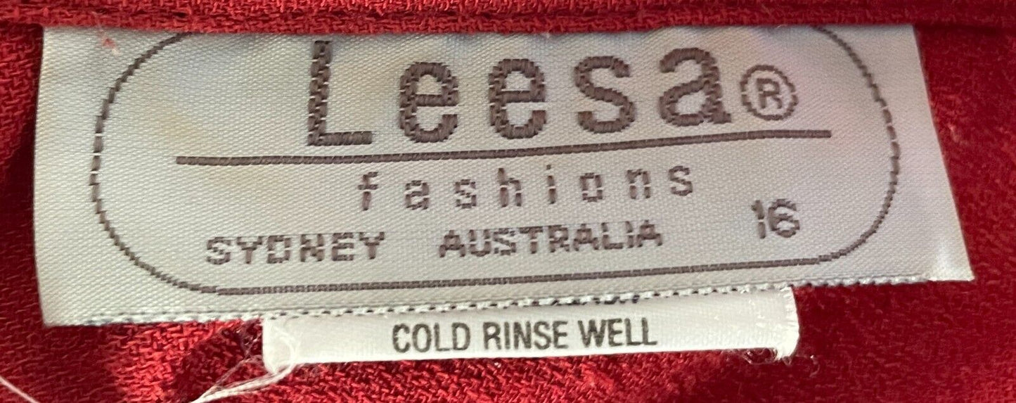 LEESA Over Shirt Rust Orange Button Front Long Sleeve Shacket Crepe Size 16 90s