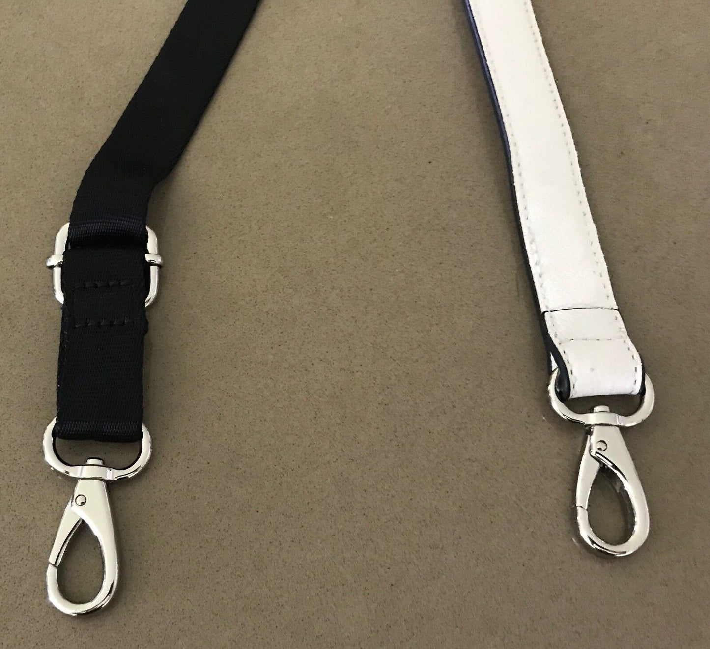 Replacement Bag Strap Off White Short Handbag PU Black Fabric Silver H/Ware NEW