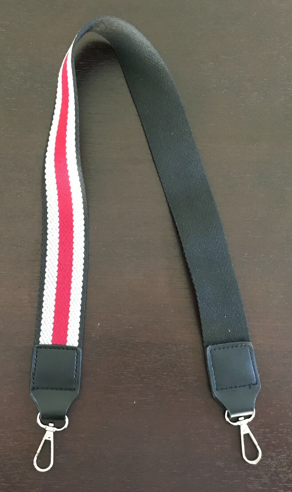 Replacement Shoulder Strap Black Red White Stripe Canvas Handbag Short Strap