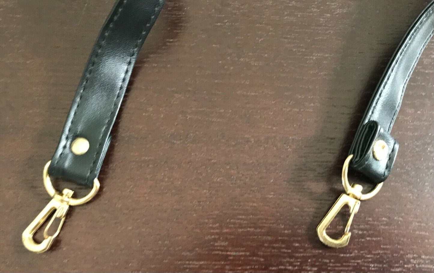 Replacement Shoulder Strap Black Handbag Pleather Fixed Strap Gold Hardware NEW
