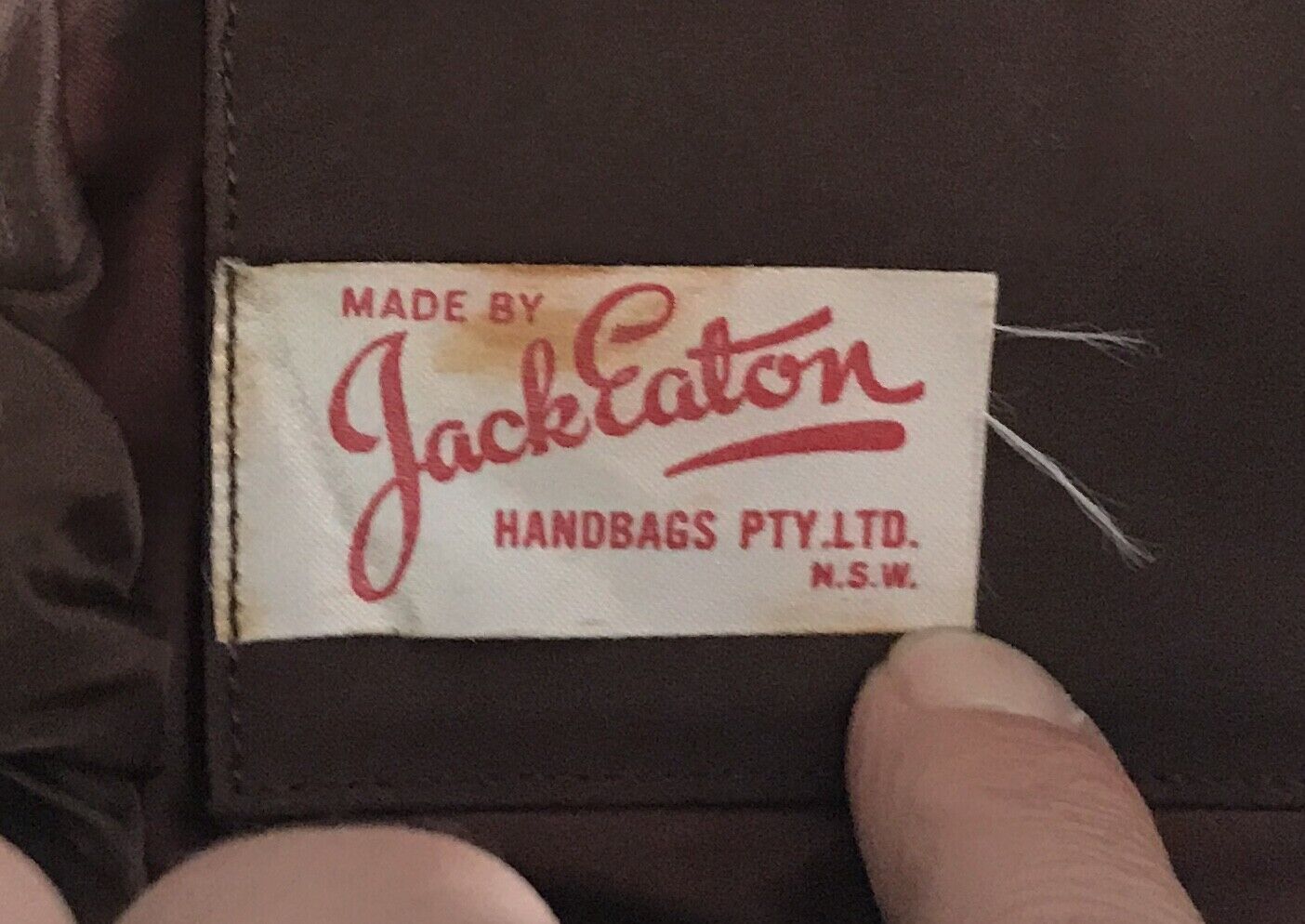 JACK EATON Bag Australian 1960's Ladies Brown Lace Frame HandBag Short Handle