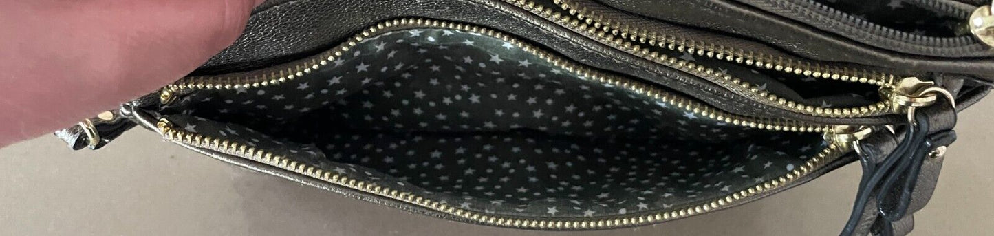 Laser Cut Bronze Pleather Cut Out Design Wrist Strap Clutch Bag Zip Pockets NEW