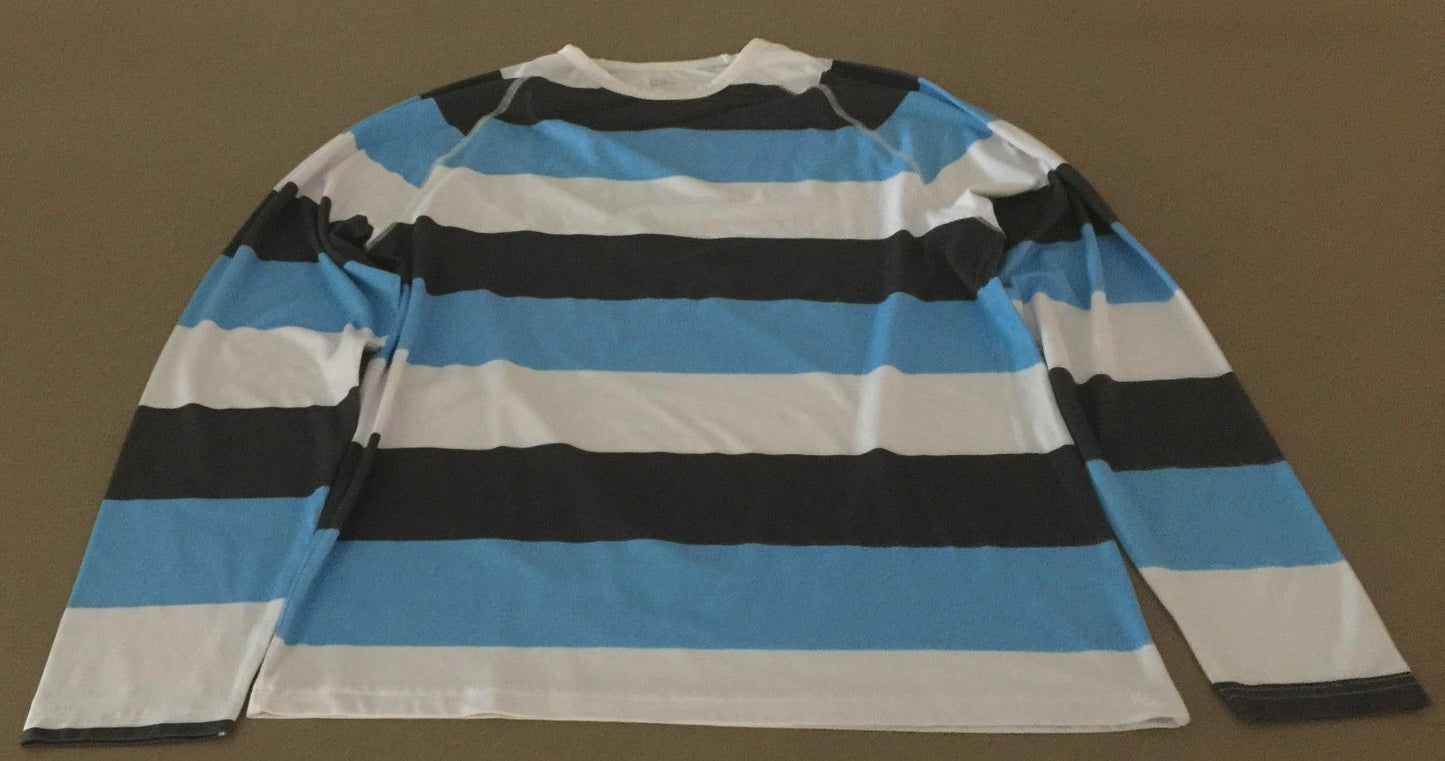 CRANE Pyjama Set Blue Grey & White Stripe Stretch Top & Bottom Mens Size L New
