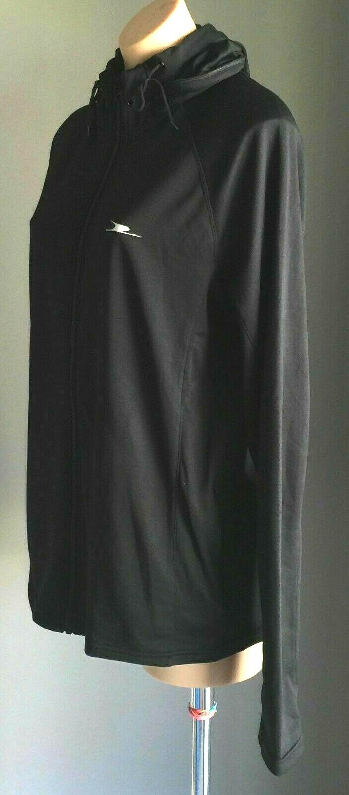 CRANE Hoodie Black Lightweight Long Sleeve High Neck Hooded Top Ladies Sz L NEW