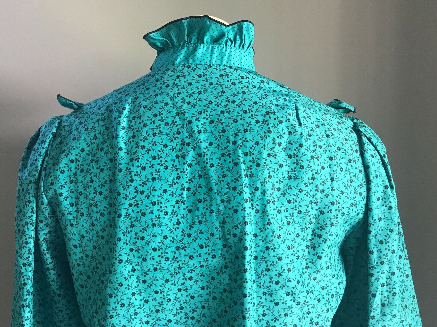 YOU AND I by MR GEORGE Dress Jade Black Floral Polka Elastic Waist Yoke Size 16