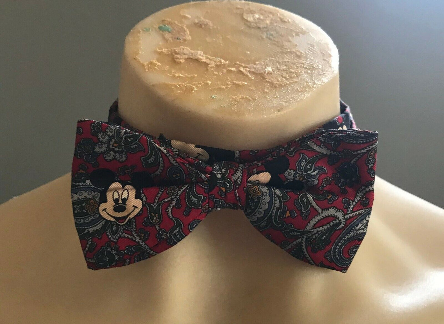 Mens Mickey Mouse TIE RACK Bow Tie Paisley Print Silk Pre-Tied Adjustable