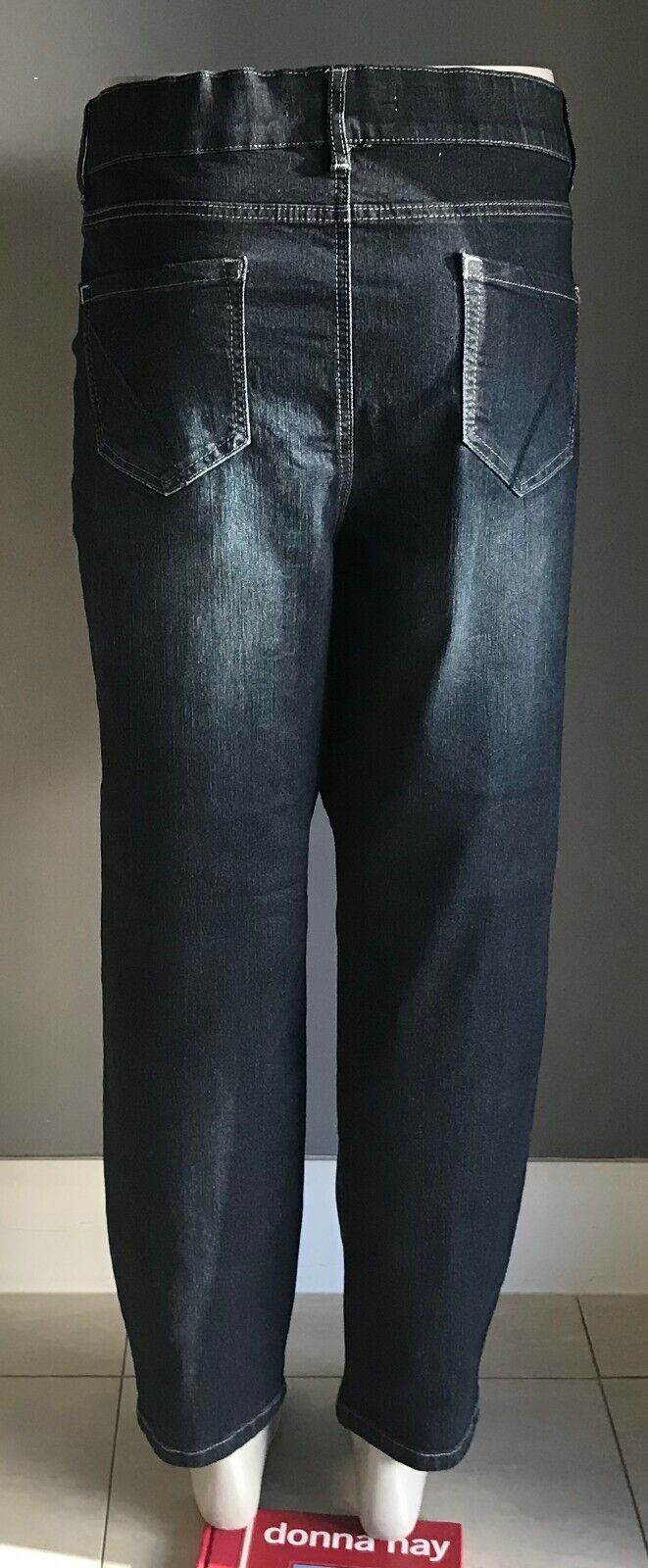 SARA Stretch Denim Jeans Dark Blue Straight Leg Pants Ladies Plus Size 22
