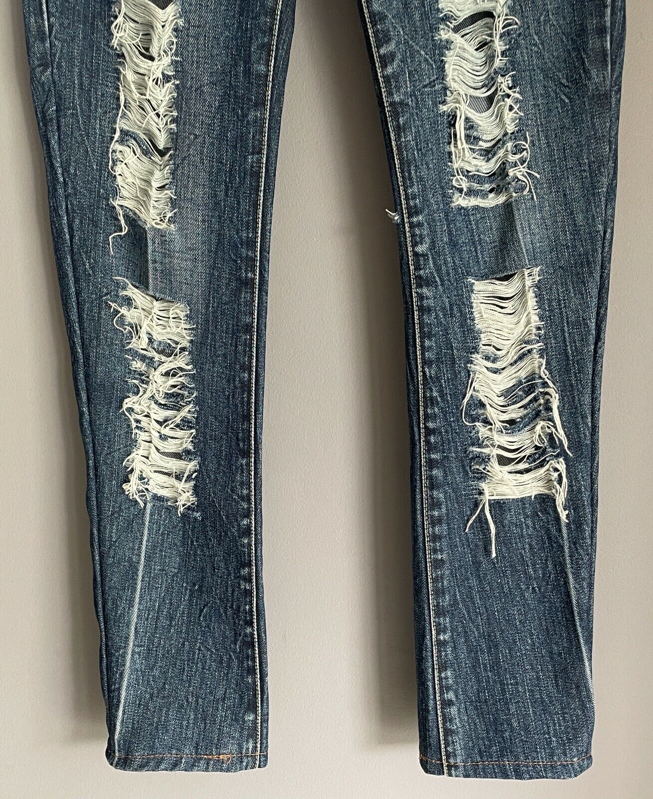 ASK Skinny Leg Jeans Blue Denim Ripped Distressed Ladies Size 25 74cm Waist NEW
