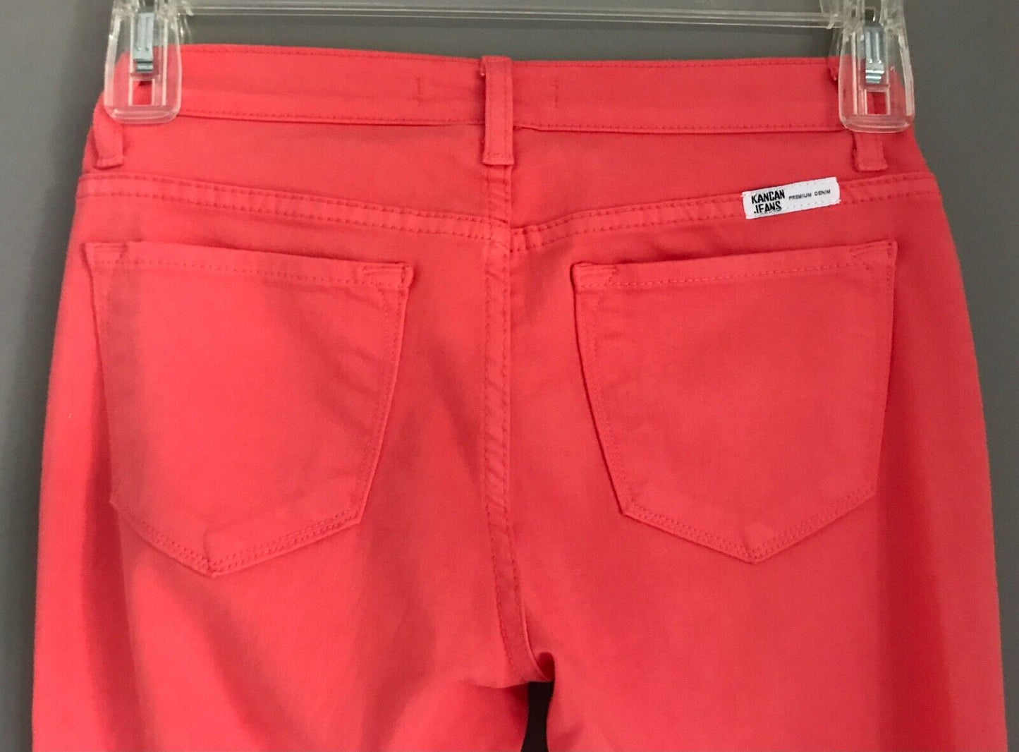 KANCAN JEANS Denim Coral Red Colour Skinny Stretch Pants Ladies Size 7 NEW