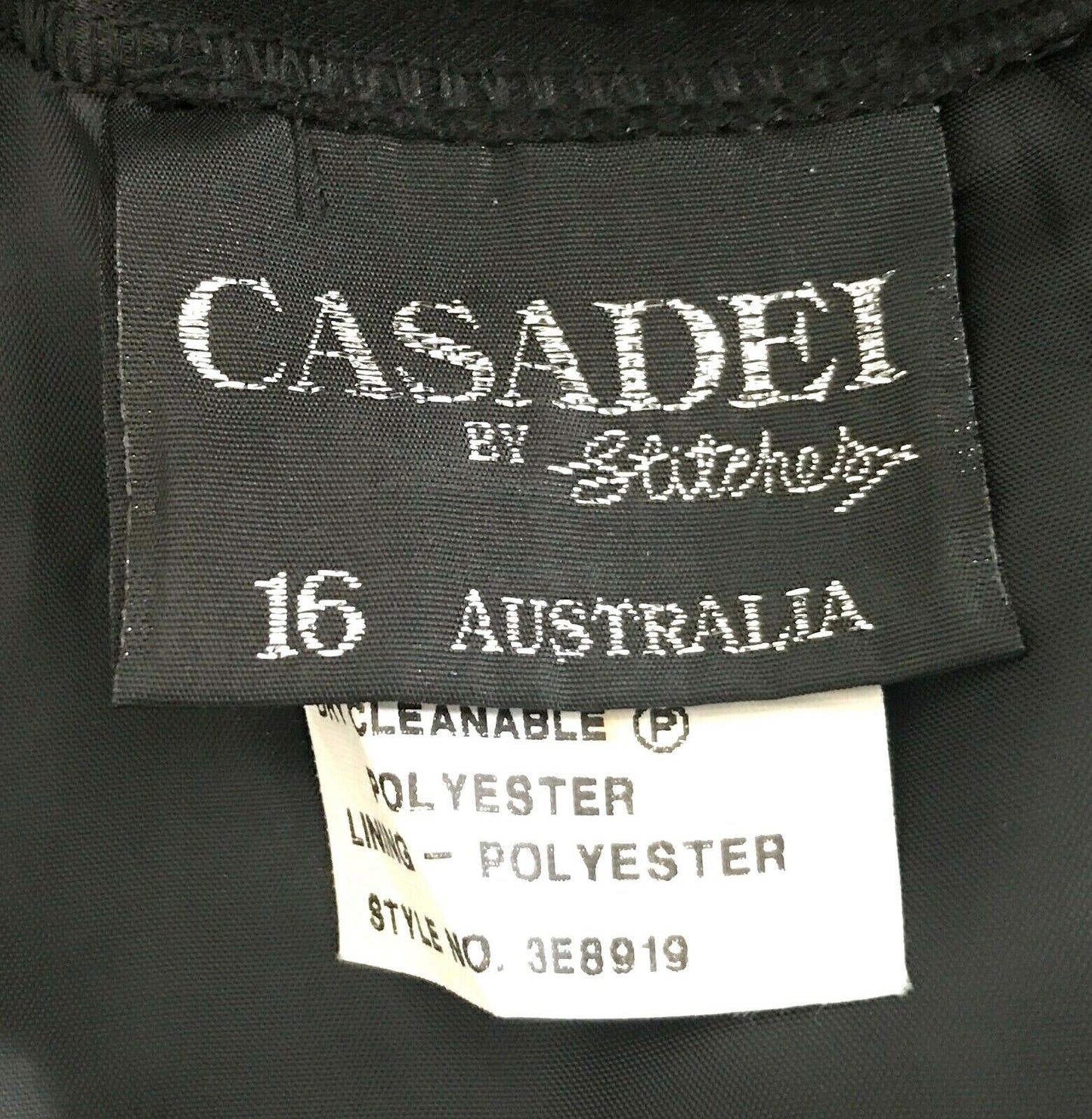 1980s CASADEI by STITCHES Skirt Black Satin Slit Diamante Belt Trim Size 16 NEW