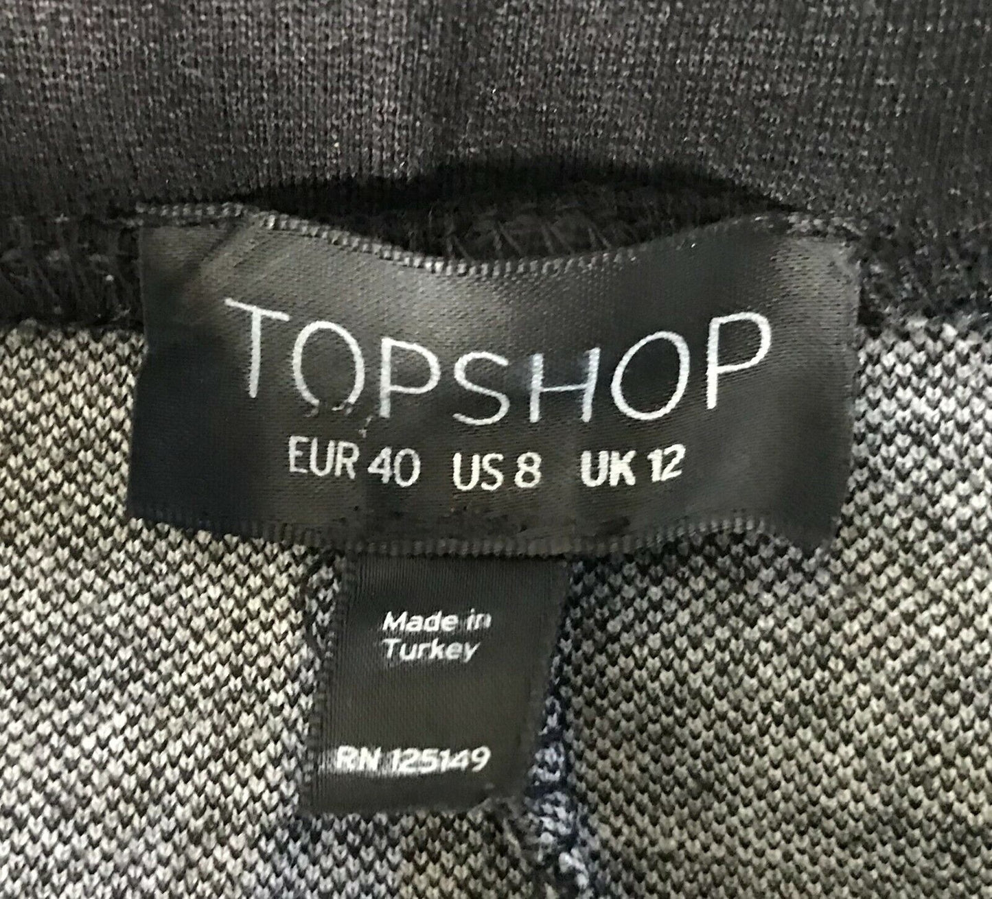 TOPSHOP Skinny Leg Jeggings Grey & Black Check Print Stretch Pants Size 12